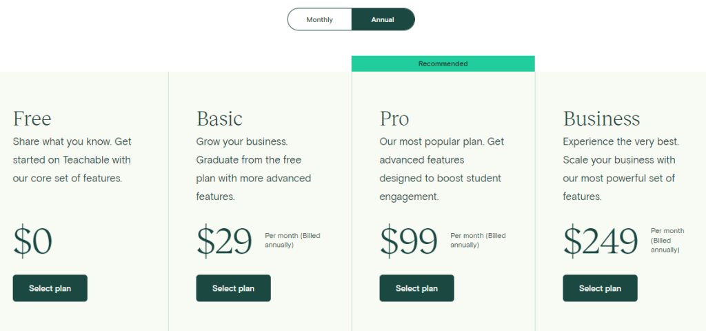 Teachable - Pricing Teachable - Pricing