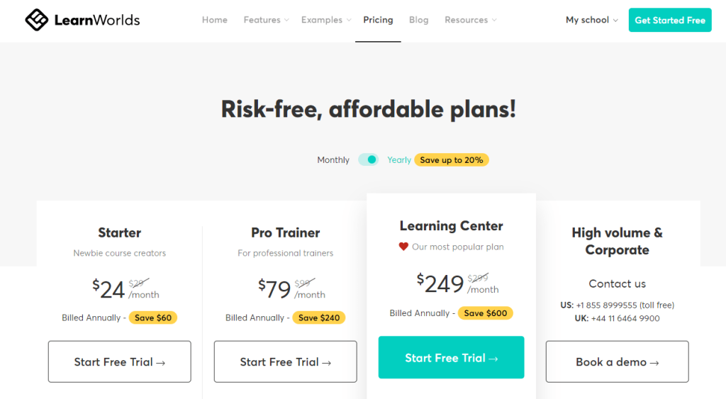 Learnworlds Review  - Pricing
